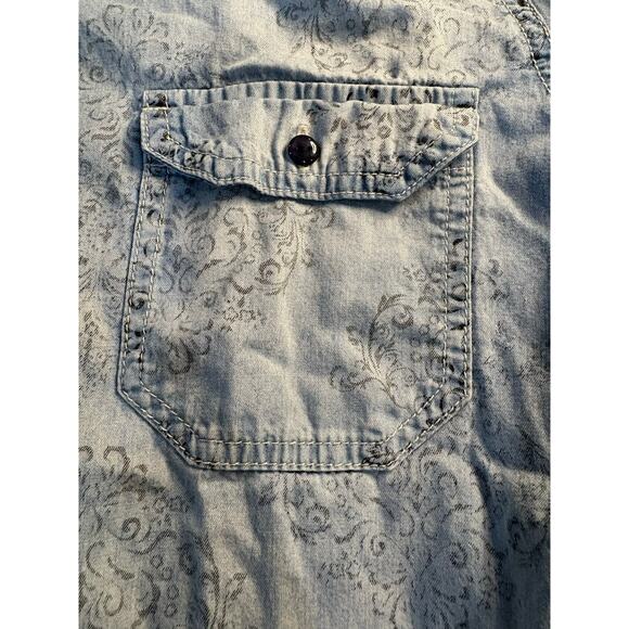 Christopher & Banks faded patterned denim button up blouse women's size XL - Picture 5 of 10